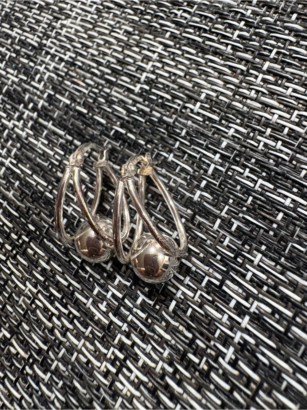 Hallmark Silver Ball Hoop Drop Earrings